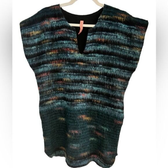 Delfina Balda Sleeveless Tunic Vest Size Small Multi Colored Lined - Picture 1 of 10